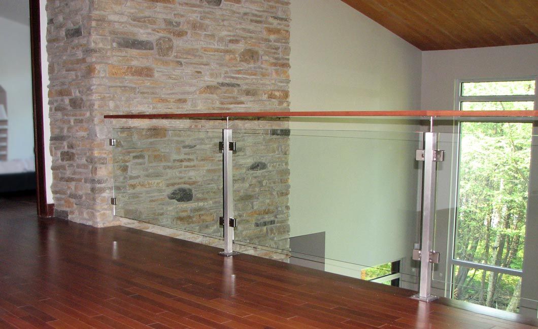 Glass interior handrails